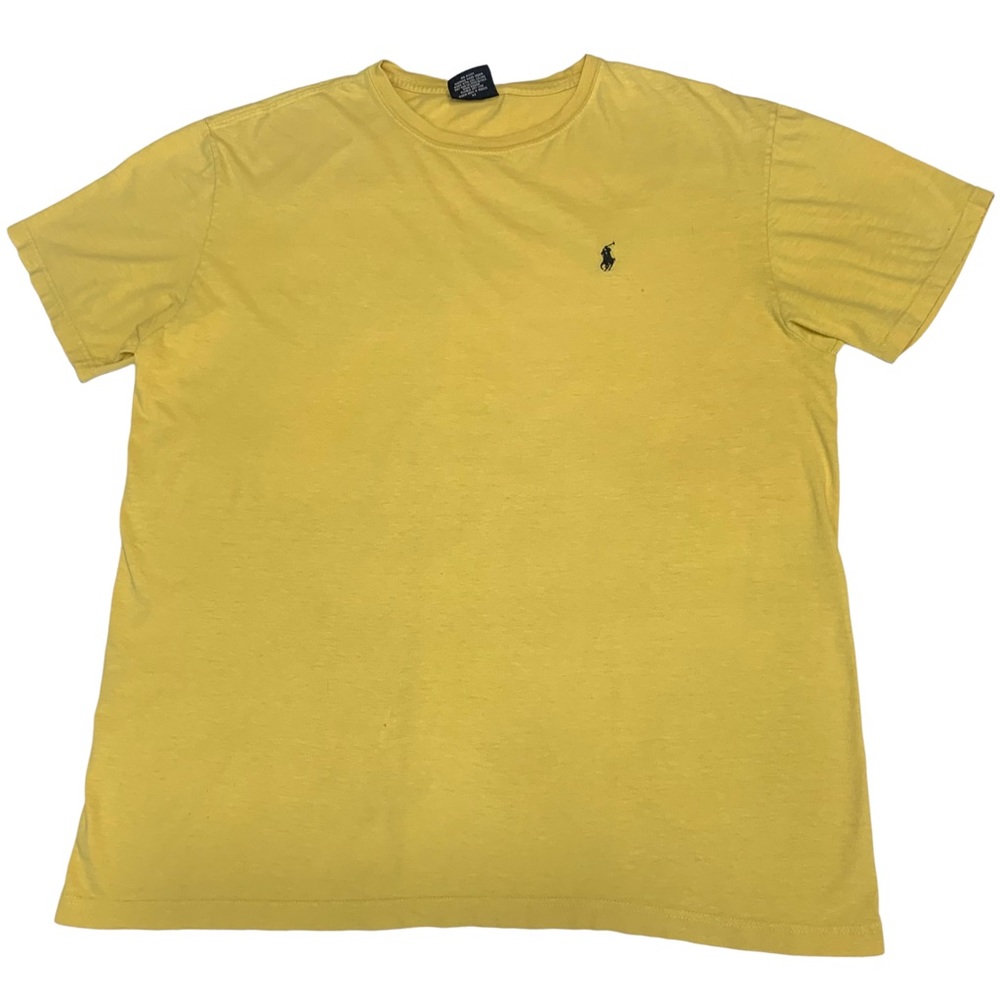 Vintage 90s Polo by Ralph Lauren Embroidered Logo Yellow Tshirt‎ Mens Size M